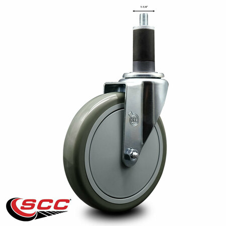 Service Caster 6'' Gray Poly Wheel Swivel 1-1/4'' Expanding Stem Caster SCC-EX20S614-PPUB-114